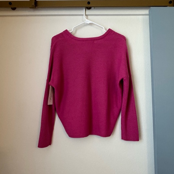 NWT Jack by BB Dakota Dolman Cable Knit V-Neck Sweater in Hot Pink- Size S - Picture 5 of 8